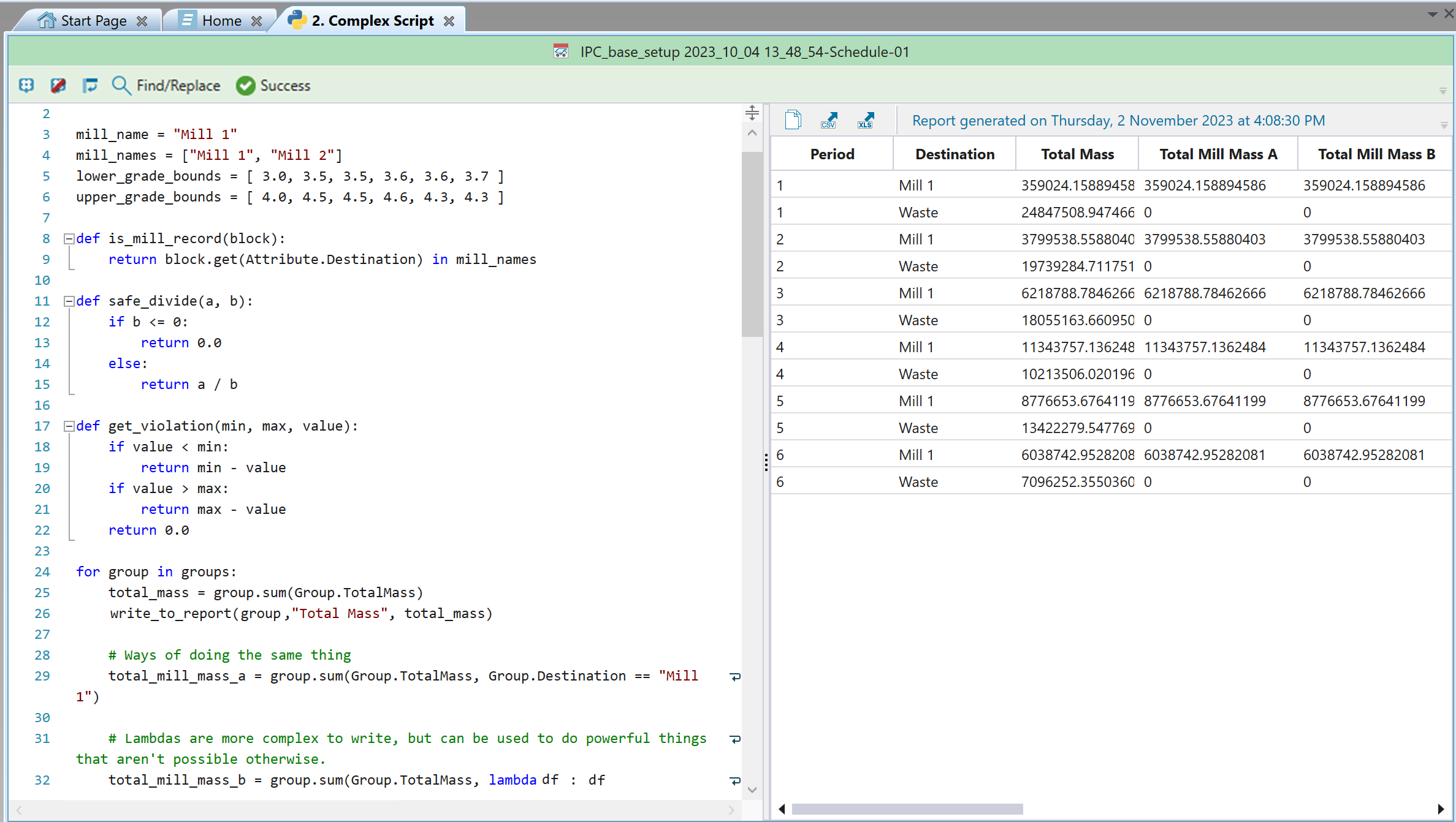 Python Report Scripting