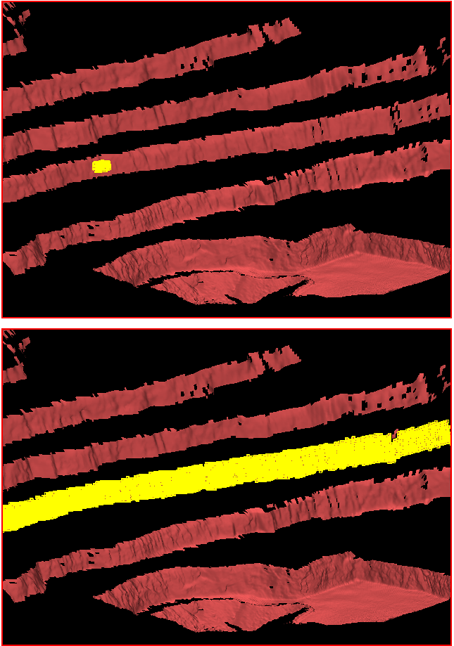 Example flood selection on facets