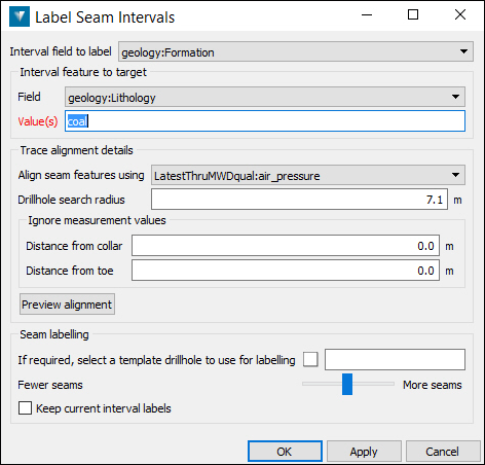 Drillhole_Label seam intervals_panel_E5_border