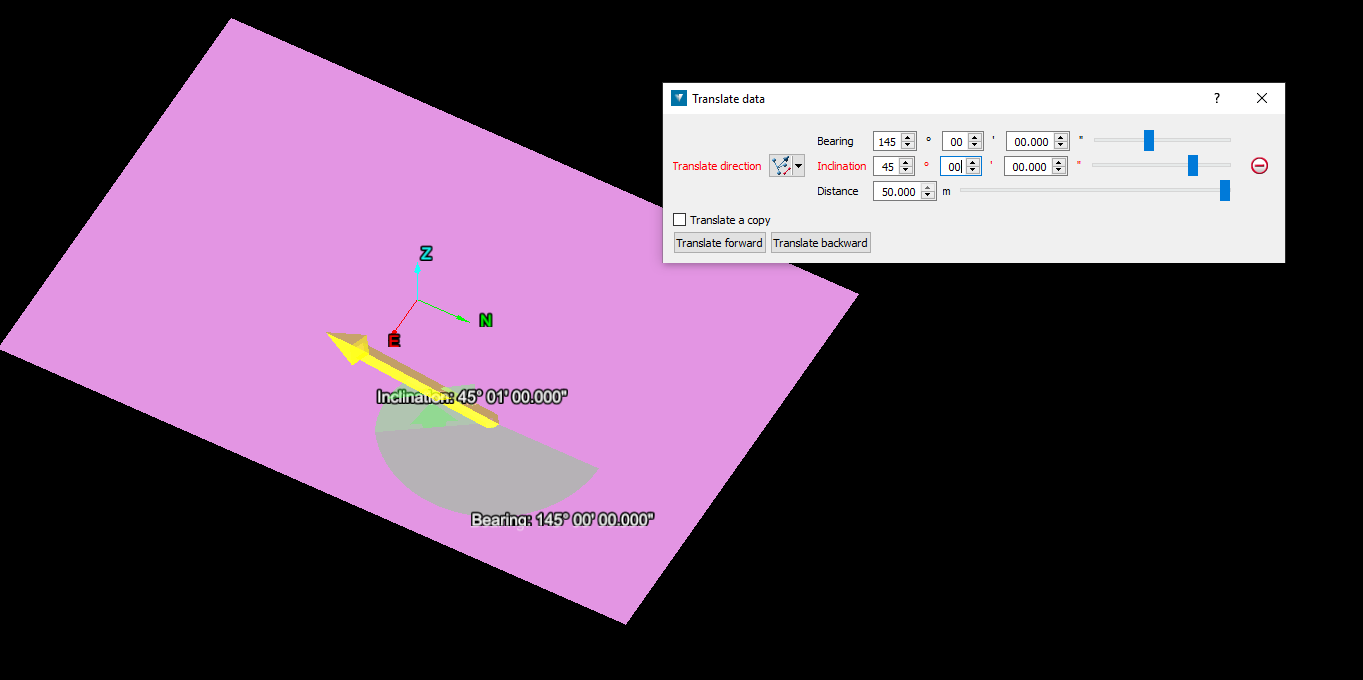 Bearing, inclination and distance