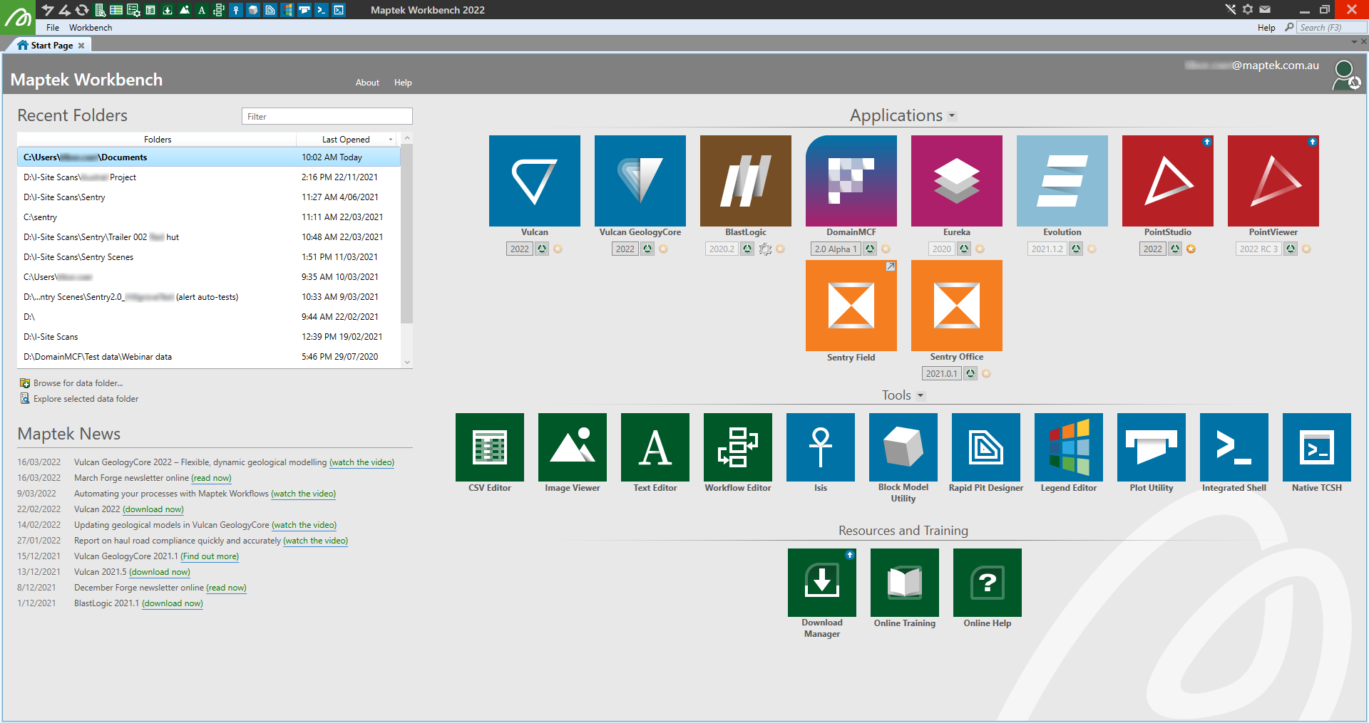 Workbench Start Page