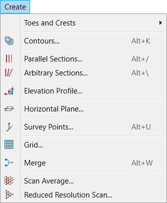 Geometry Creator Menu Create menu