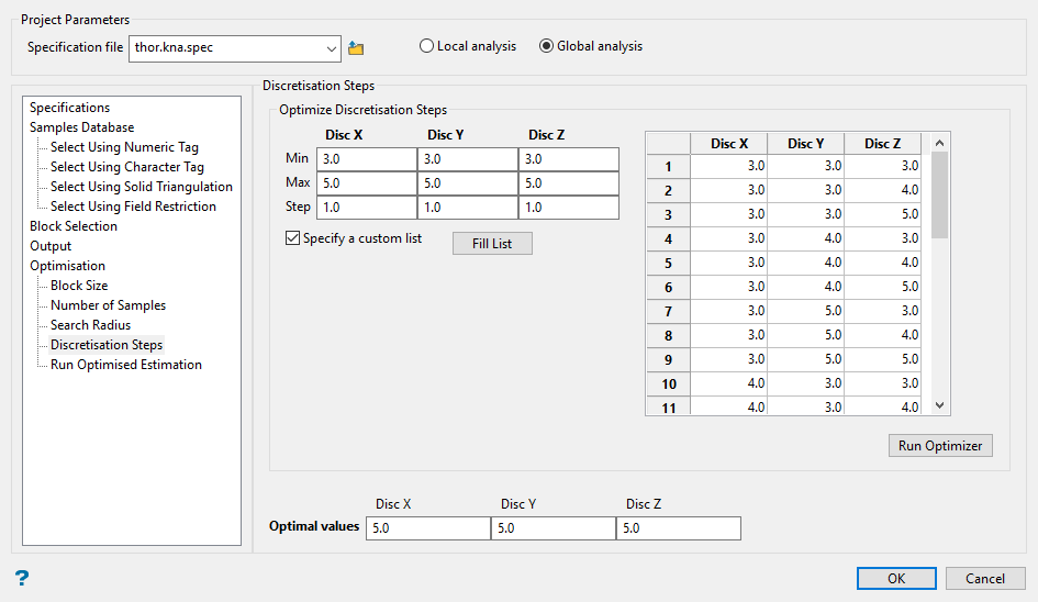 Vulcan : Block : Grade Estimation : Kriging Neighborhood Analysis