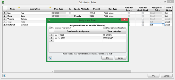 Vulcan : Block : Grade Control Optimiser