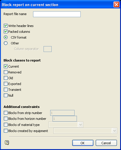 Vulcan : Dragline : Files : Block Report