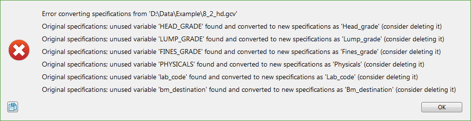 Convert Specifications